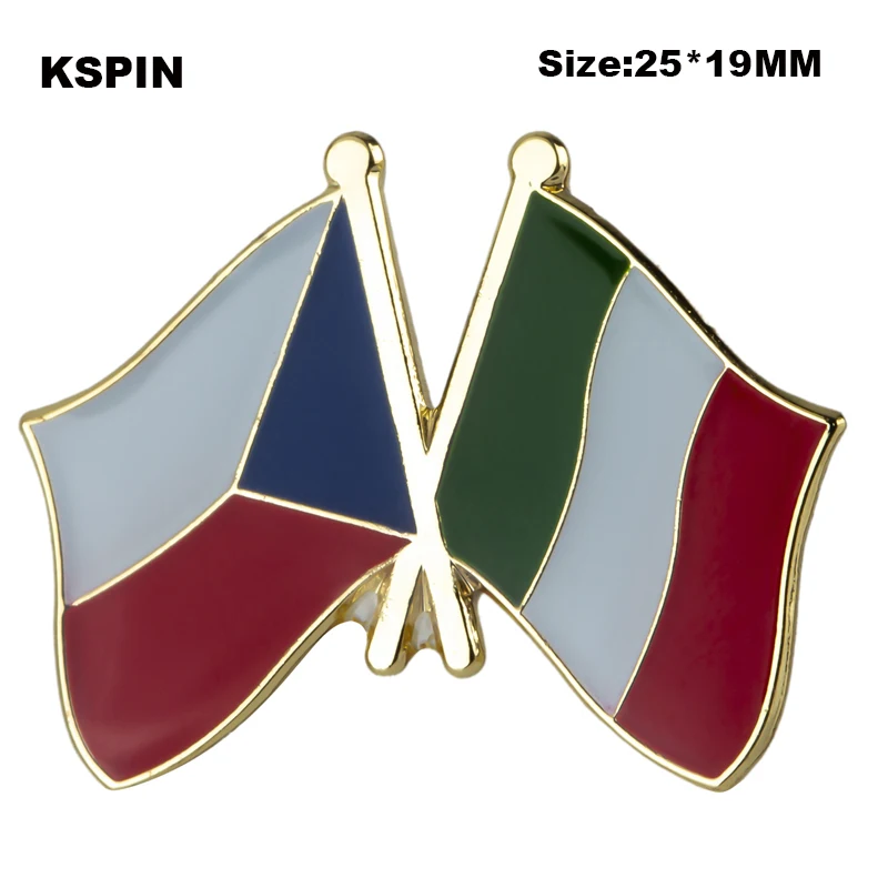 

Czech Rep. & Italy Flag Badge Pins Badge Brooch Badges on Backpack Pin Brooch