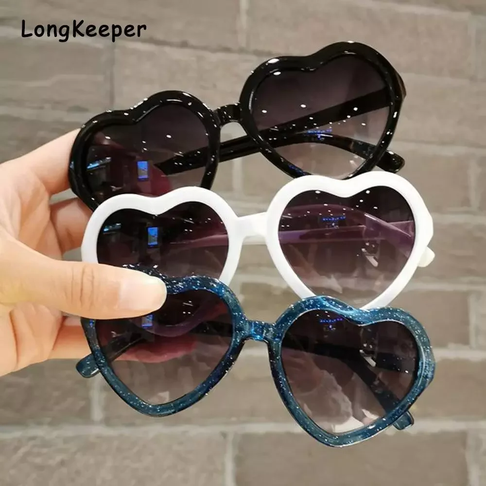 

New in Kids Heart Sunglasses Girls Pink Shiny Glasses Children Retro Cute Sun Glasses Boys Baby Eyeglasses Trendy 2022 Goggles y