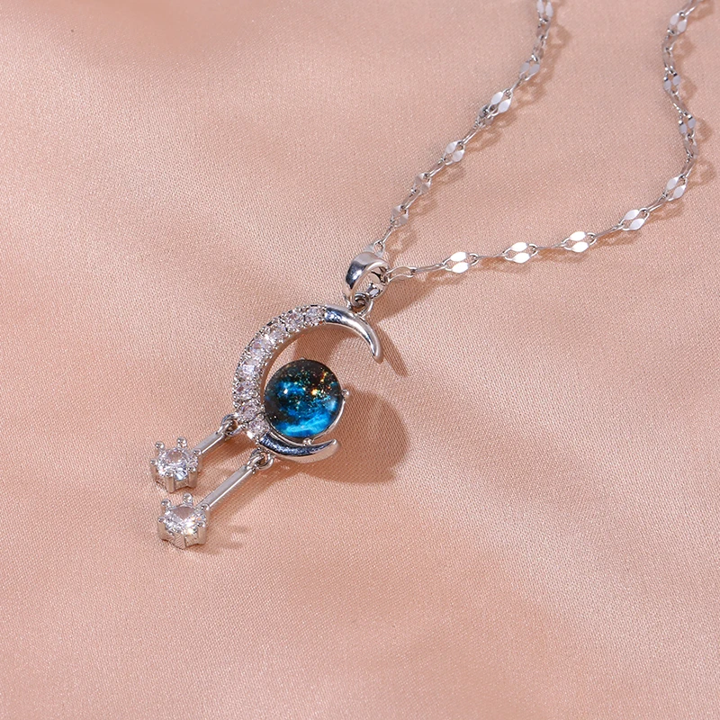 Ожерелье с подвеской в стиле Y2K луной и кисточкой