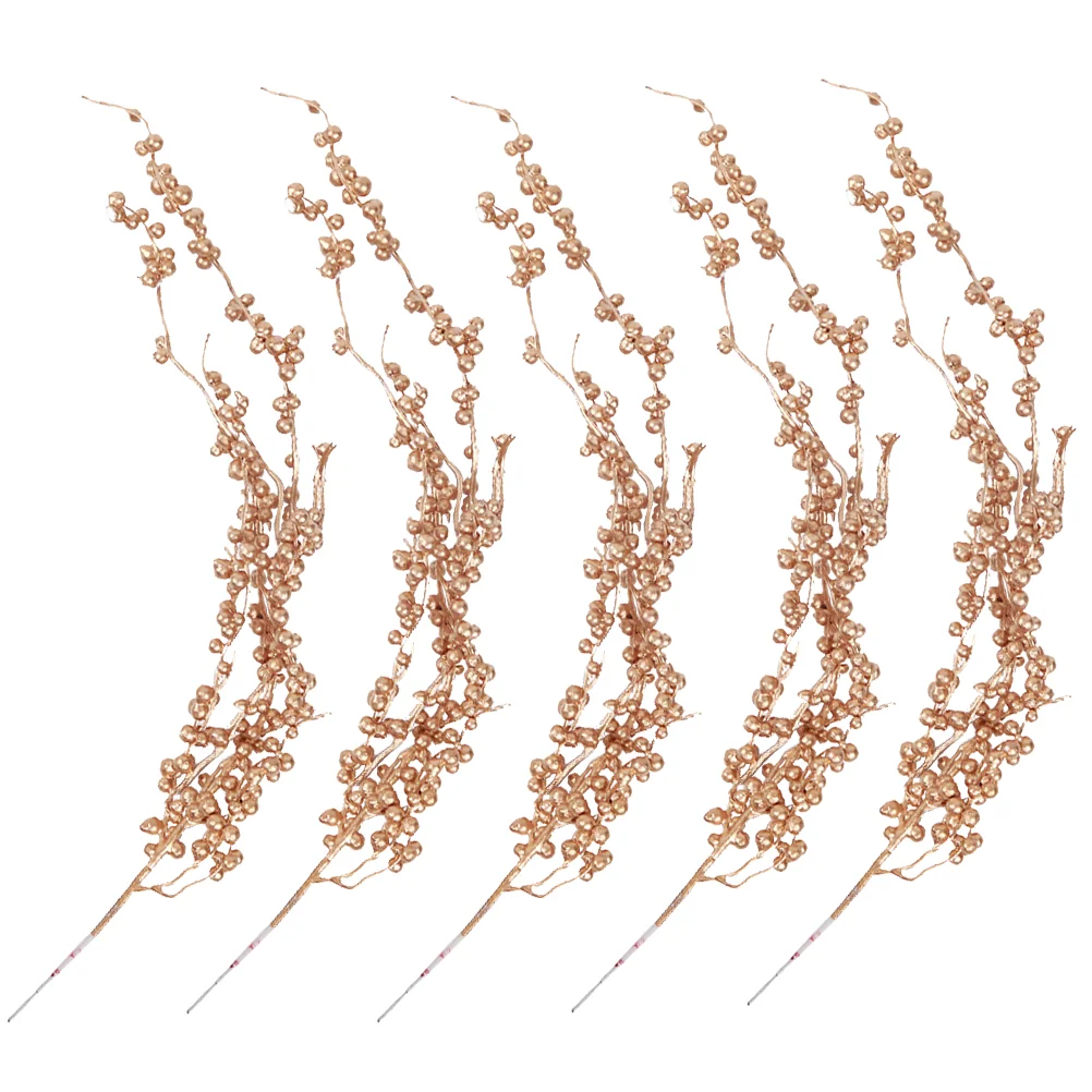 

Berry Christmas Picks Artificial Berries Branches Tree Stems Holly Pine Fake Glitter Stem Goldfaux Floral Red Flower Decor