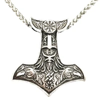 nostalgia odin raven aegishjalmur helm of awe slavic kolovrat thor hammer mjolnir pendant male viking necklace drop shipping