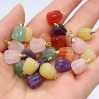 natural stone amethyst agate jade carved pumpkin flower pendant for jewelry mkaingdiy necklace earring accessories gift party1pc