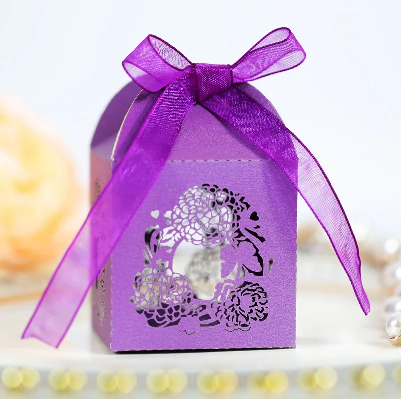 

100pcs Laser Cut Hollow Butterfly Rose Flower Candy Chocolates Boxes For Wedding Birthday Party Baby Shower Favor Gift Decorate