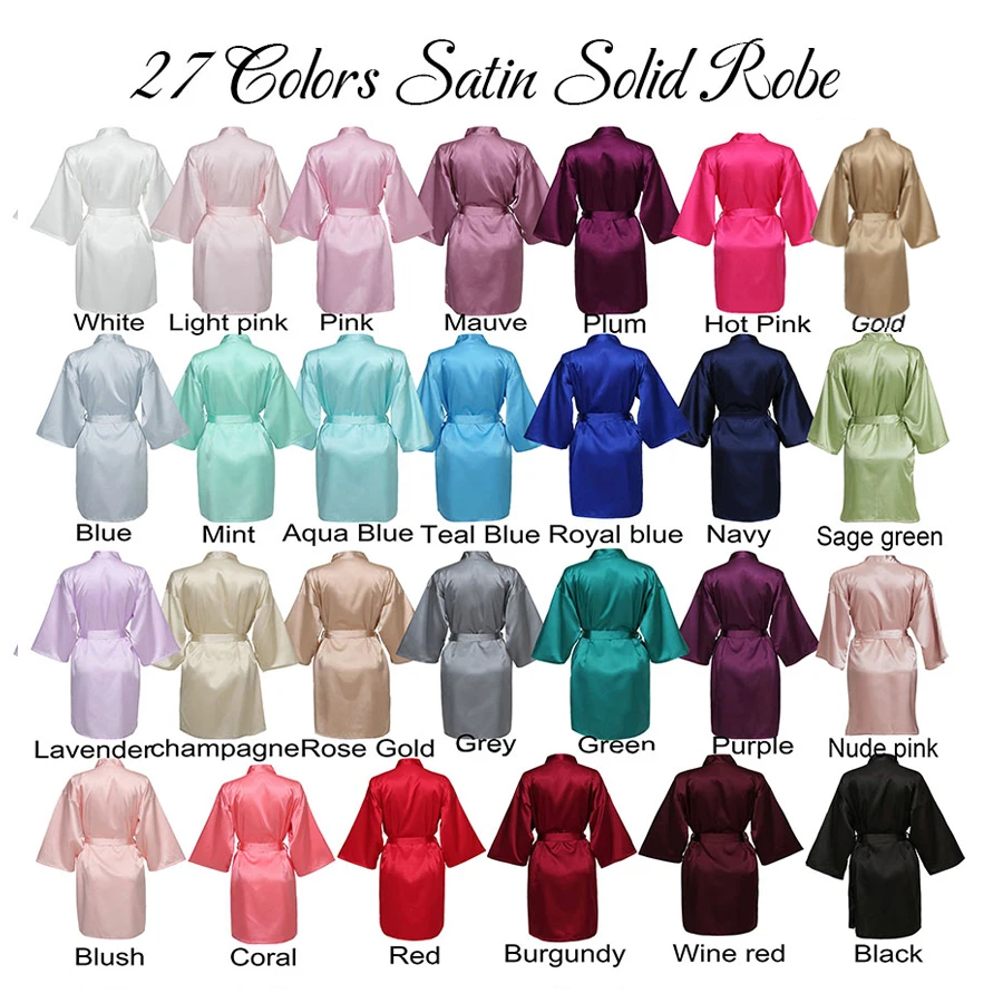 Bride Bridesmaid Robes Satin Solid Robe Orange Silk Robes for Women Ladies Satin Robe Women Wedding Robes