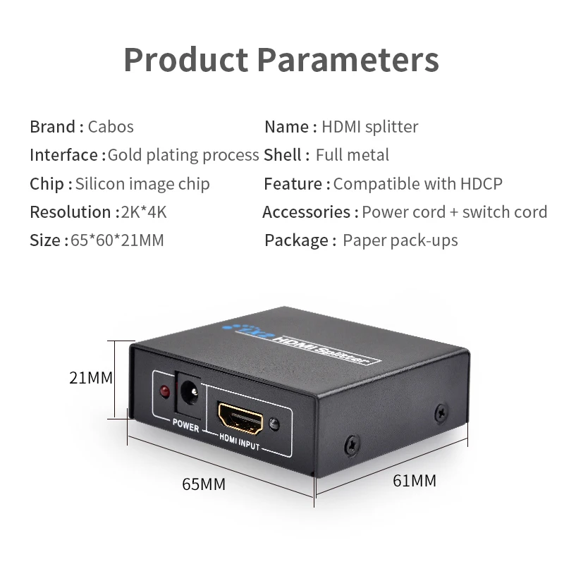 4K 2K HDMI-совместимый сплиттер 1 в 2 выхода HDCP Full HD 1080p видео HDMI коммутатор адаптер для