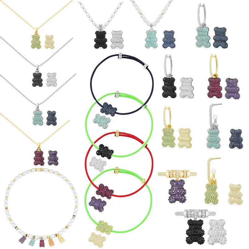 

LIDU 925 Стерлинговое Серебро 2022 пробы модель 40-летнего медведя ожерелье браслет серьги кольцо Модный изысканный подарок на день Святого Вален...