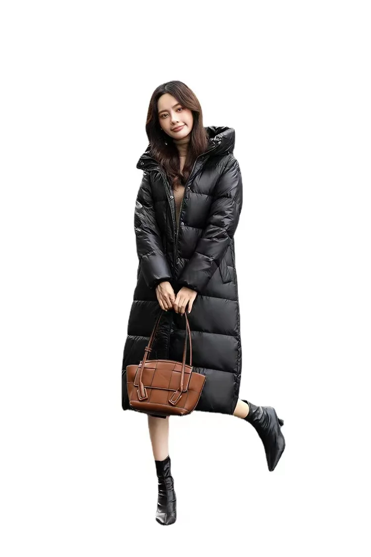 Ladies Long Warm Thick Down Coat Hooded Jacket Vintage Women 2021 Oversize Luxury Waterproof Jackets Female Outerwear Clothing