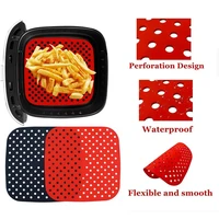 reusable square air fryer silicone accessories air fryer non stick durable pad scale place mat kitchenware blackred