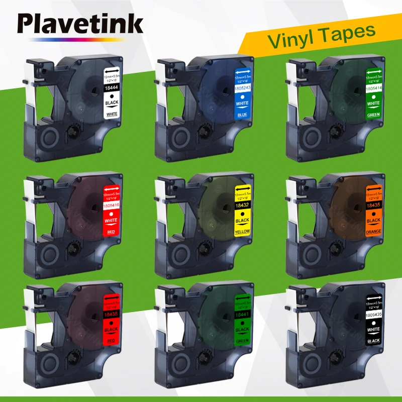 Plavetink-Etiquetas de vinilo permanente para uso Industrial, etiquetas de 12mm x 5,5 m compatibles con DYMO Rhino 4200 5200, 18432, 18435