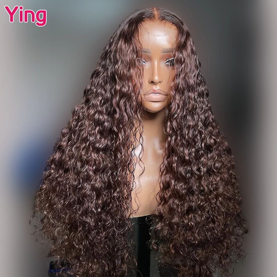 Ying 13x4 Lace Front Wig Chocolate Brown Colored Human Hair Deep Curly 13x6 Lace Front Wig PrePlucked 5x5 Transparent Lace Wig