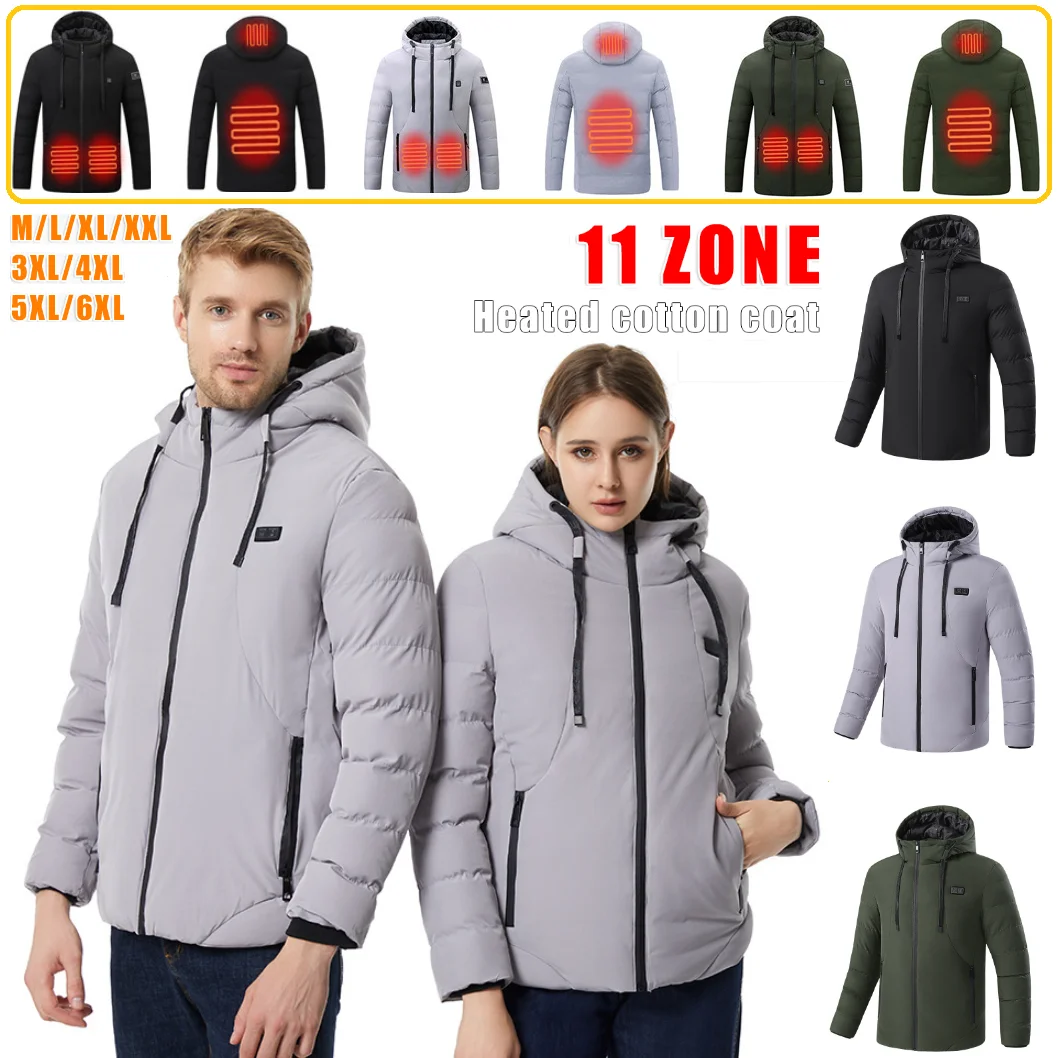 11 Heating Areas Heated Cotton Jackets Intelligent Thermostat Heating Warm Jacket Winter Fashion Men & Women New Riding Clothing