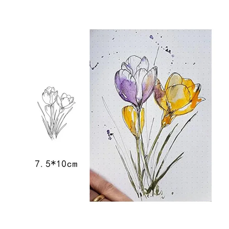 

Rubber Stamps for DIY Scrapbooking Card Sketch Flowers Clear Stamps Making Photo Album Paper Crafts New Transparent Stamps Decor