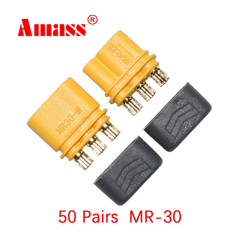 Разъем Amass MR30 штекер MR30 гнездо с оболочкой Высокоточный Трехконтактный прямой разъем для радиоуправляемых дронов аксессуары