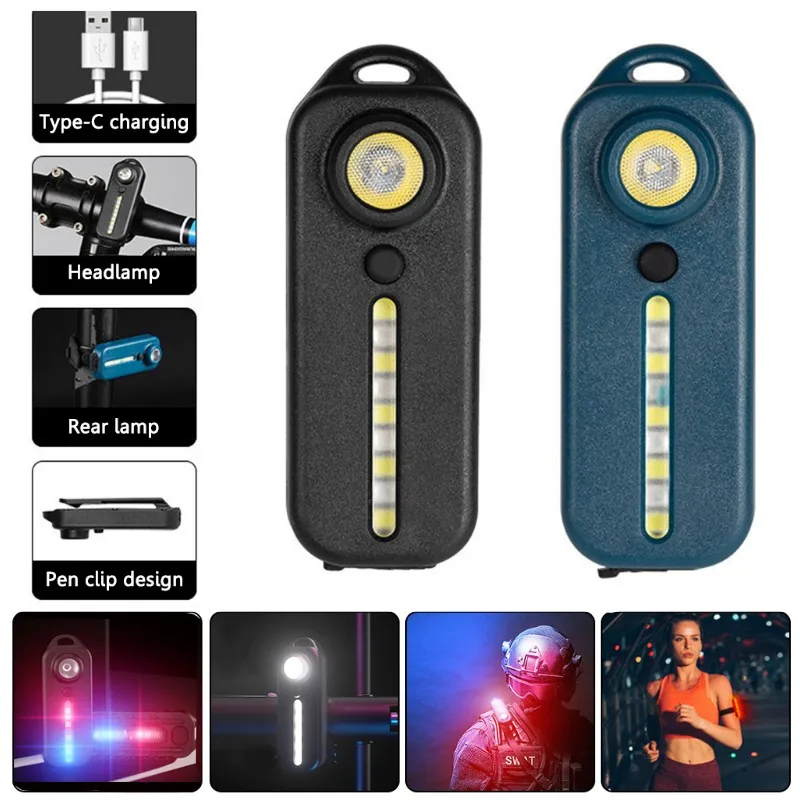 

LED Red Blue Shoulder Police Light with Clip USB Charging Flashing Warning Safety Flashlight Torch Bicycle Warn Light Work Lamp