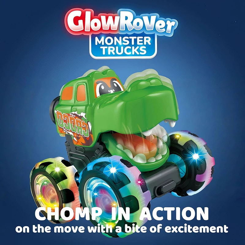 Фото Игрушечные машинки Monster Truck с подсветкой, активируемой движением, машинки с функцией «Нажми и езжай» для мальчиков и девочек, подарок на день рождения или Рождество, мультяшная машинка-игрушка №4