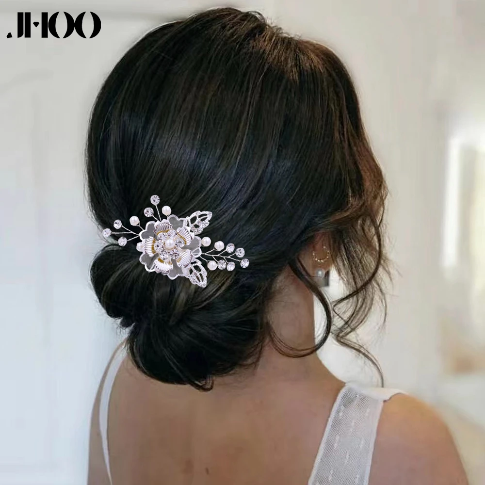 

JHOO модный сплав цветок Свадебный парикмахерский Алмаз ручной работы Свадебный парикмахерский жемчуг для банкета искусственная Парикмахерская HP505
