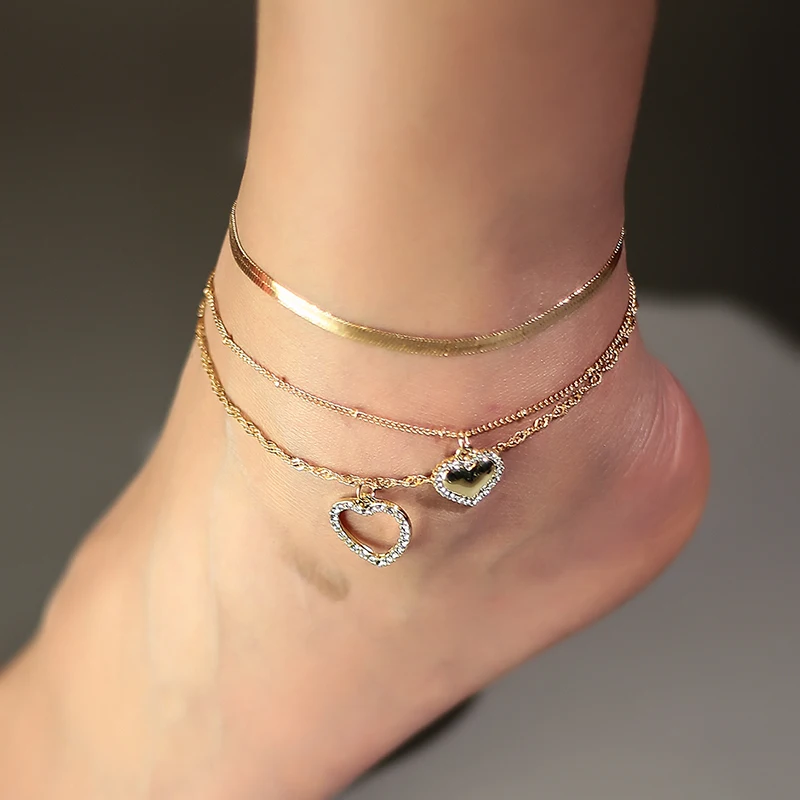 

3Pcs Set Punk Bohemian Multilayer Anklet Bracelet On The Leg For Women Fashion Female Anklets Barefoot Leg Chain Beach Jewelry