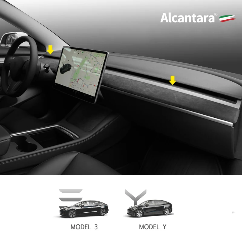 

For Tesla Model 3, Model Y 2020 2021 2022 Dashboard Upper Front Table Pad Alcantara Protect Shell Cover Interior Mouldings