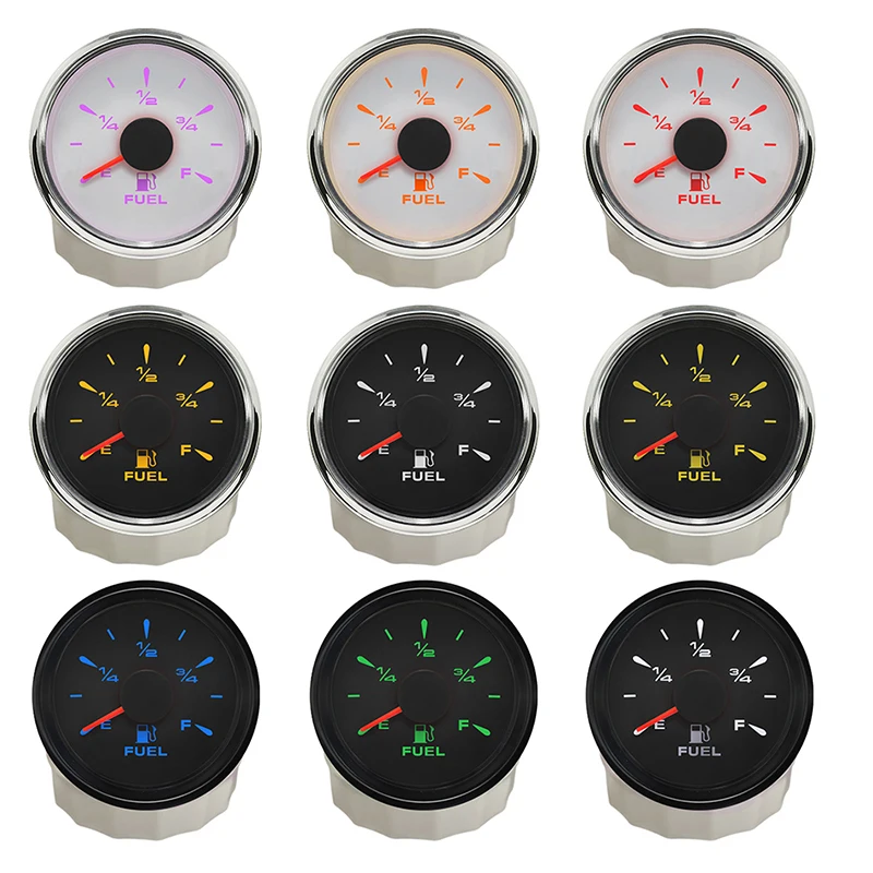 

Auto Modified Instrument Panel Fuel Gauge 52mm Black Fuel Level Meter 0-190ohm 240-33ohm Red Blue Green Backlight for Boat Truck