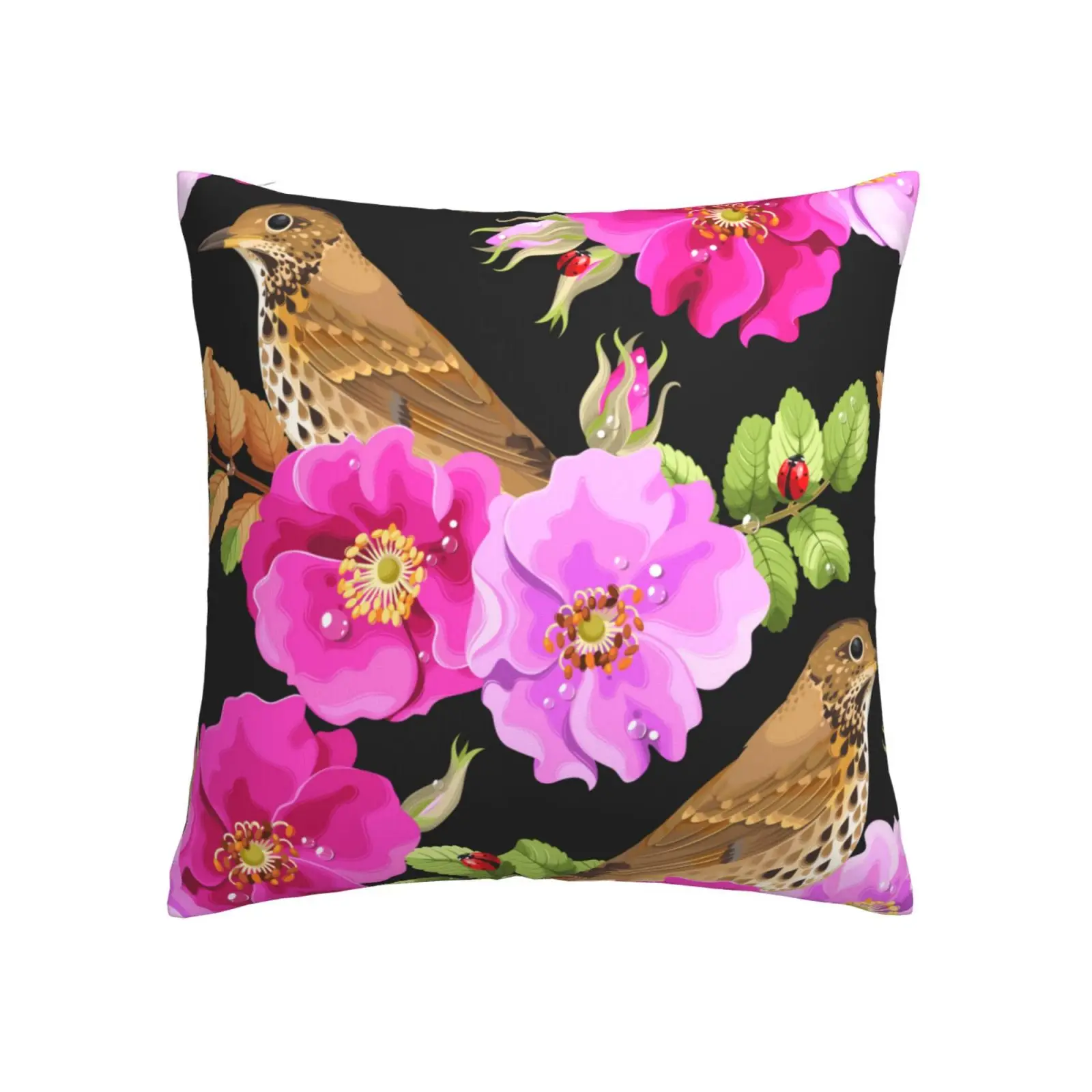 

2022 New Double Sided Beautiful Plush Pillowcase Home Yellow Bird Abstract Hidden Zipper Bed Sofa Living Room Car Office 18x18 I