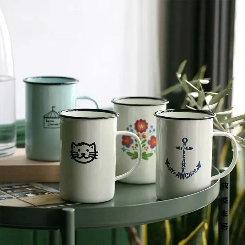 

Creative Enamel Coffee Mugs Unbreakable Outdoor Travel Water Cups Beer Cups Camping Bonfire Party Fishing Picnic Mugs Gifts
