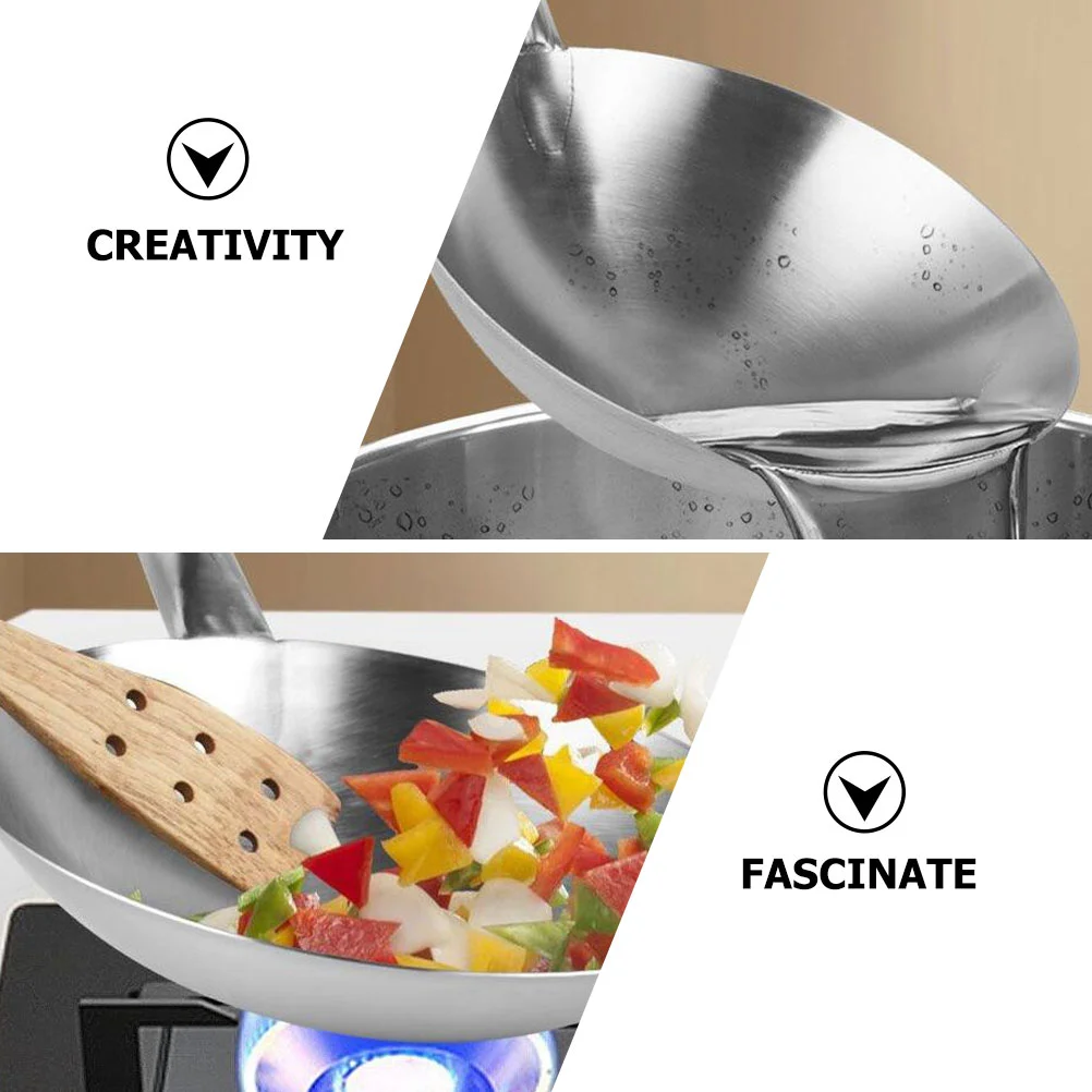 Коммерческая сковорода вок из нержавеющей стали с антипригарным покрытием