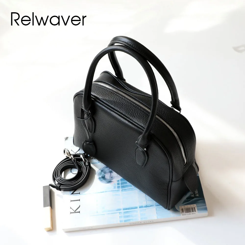 Relwaver сумка для боулинга из натуральной кожи весна 2021 универсальные черные