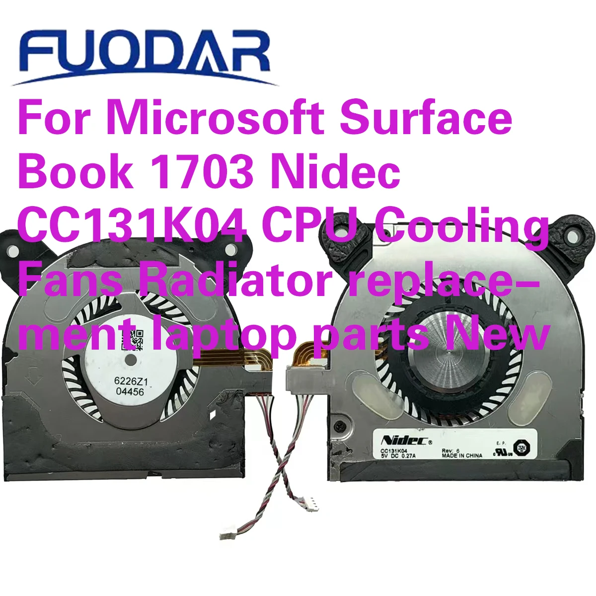 

For Microsoft Surface Book 1703 Nidec CC131K04 CPU Cooling Fans Radiator replacement laptop parts New