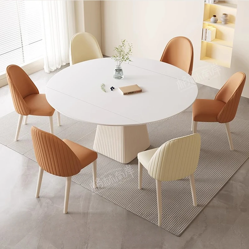 Красивый круглый обеденный стол остров выдвижные ресторанные столы стулья для