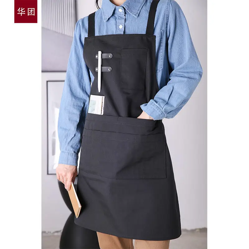 

Anti-splashing Canvas Apron Printing Custom Men's and Women's Work Milk Tea Coffee Shop Fruit Hotel Haircut Net Red
