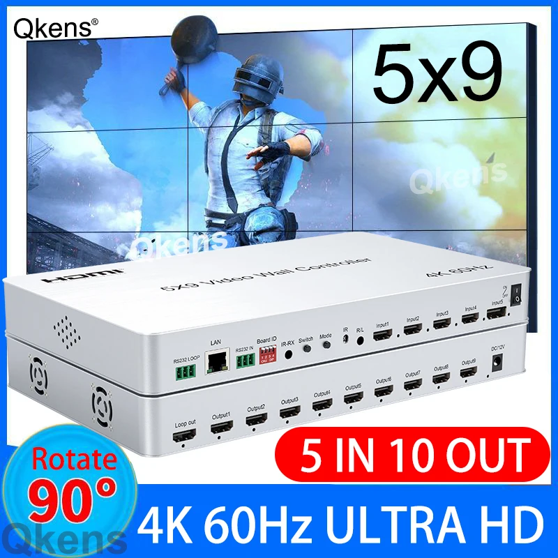 

4K60 5x9 HDMI настенный видеоконтроллер 4x1 мультипросмотр 2x2 3x3 1x6 1x7 1x8 1x 9 ТВ настенный аппарат многоэкранный аппарат