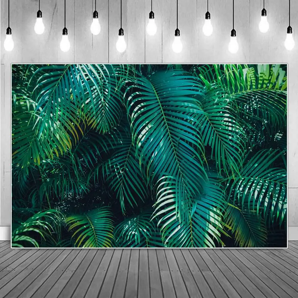 

Jungle Leaves Birthday Party Decoration Photography Backdrops Children Green Chroma Screen Grass Wall Photographic Backgrounds