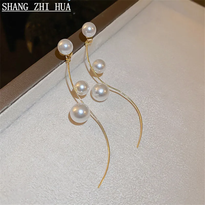 

2022 South Korea Trend New Design Sense Luxury Pearl Fringe Earrings For Women Fashion Unusual Jewelry Accessories Wholesale