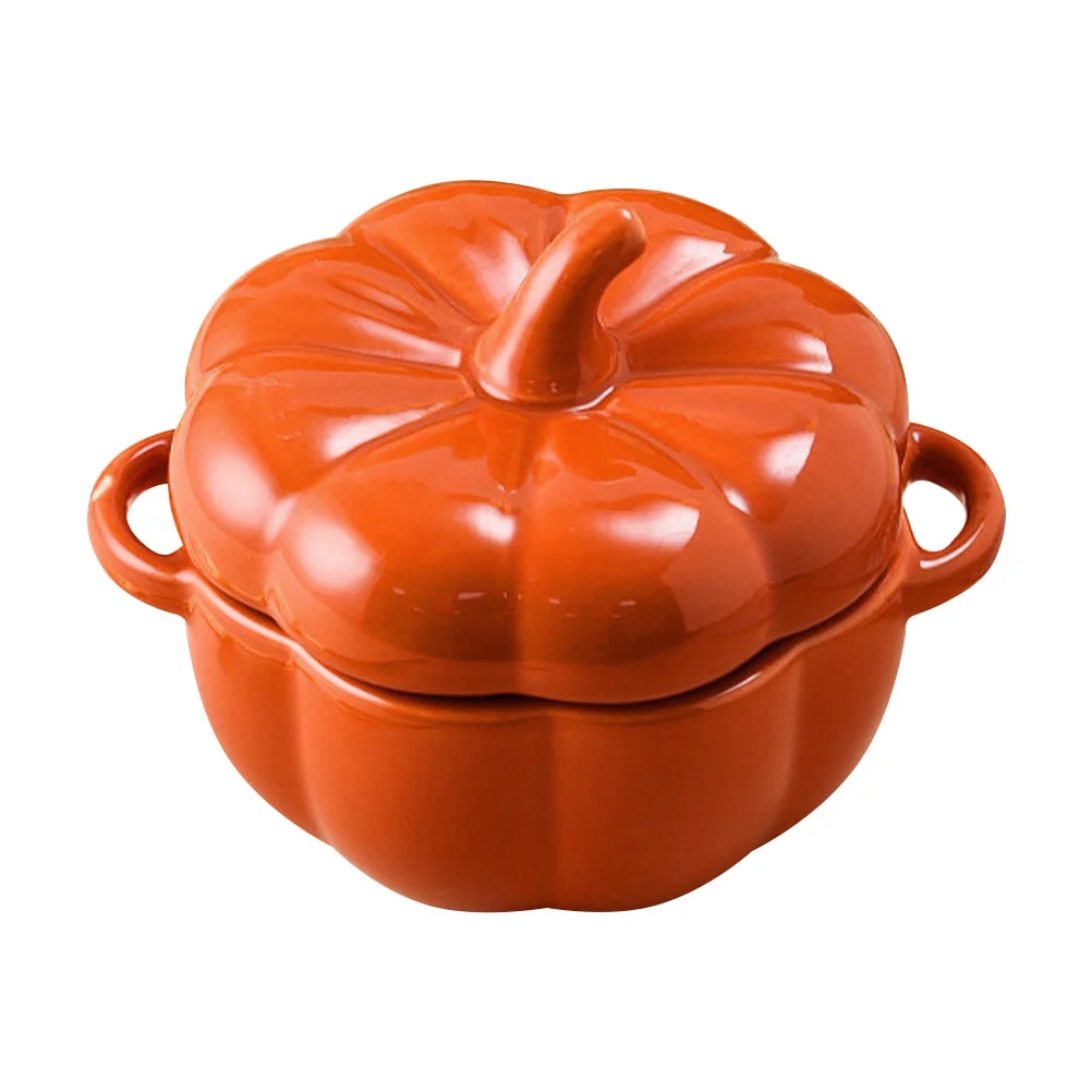 

Bowl Pumpkin Soup Bowls Ceramicpot Lid Dish Noodle Porcelain Mug Serving Dessert Ceramics Candy Stew Baking Decorative Jar