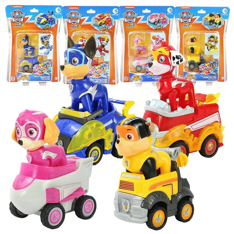

2023 Paw Patrol Vehicle Chase Skye Marshall Pull Back Cars Playset Building Blocks Action Figure Children Toys Birthday Gifts