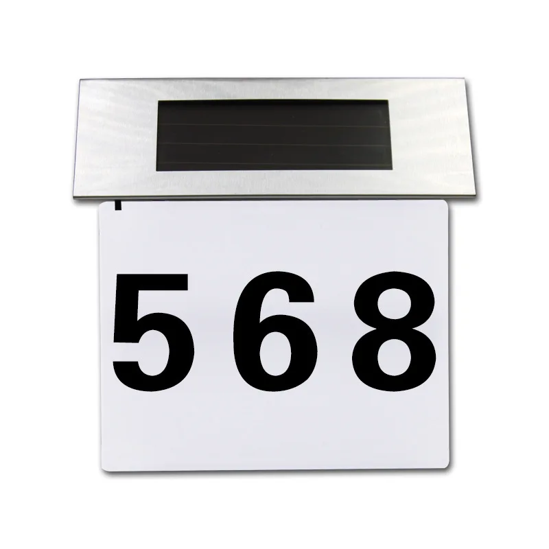 Stainless Steel Solar Powered LED Doorplate Light Outdoor House Door Number Wall Plaque Light For Home Lamp images - 6