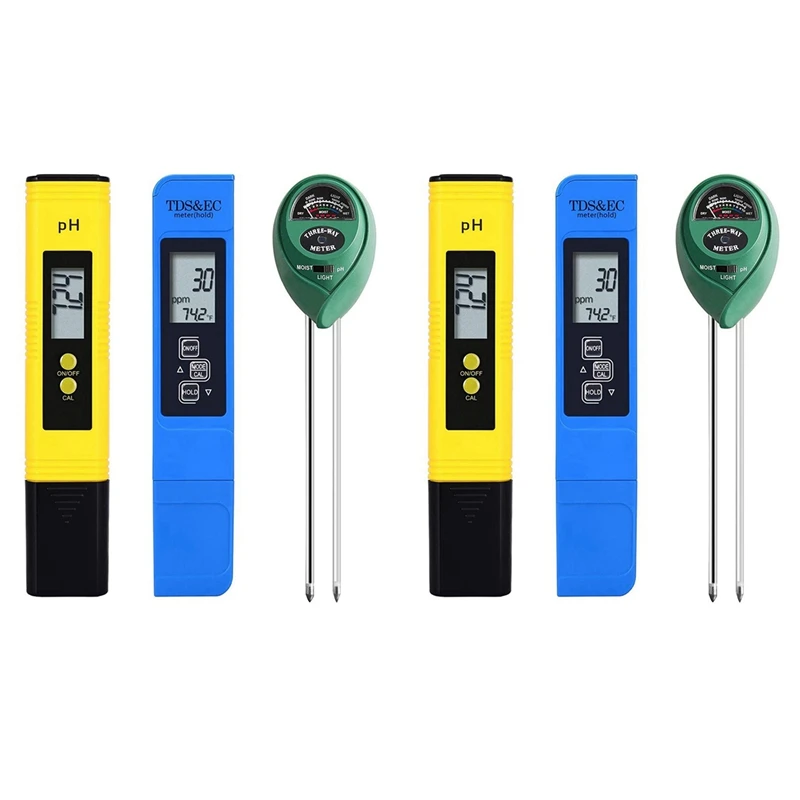 

6 Pack PH Meter TDS PPM Meter And 3 In 1 Soil PH Tester PH/EC Digital Kit For Home, Garden, Lawn, Farm