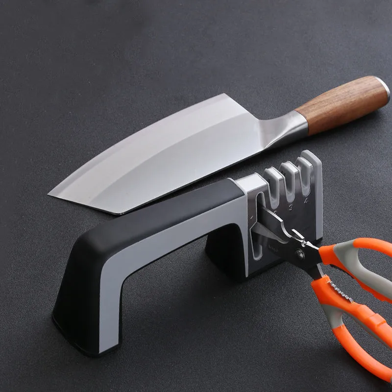 

4 in 1 Knife Sharpener Ceramic Kitchen Knife Shears Scissors Sharpening Tools Diamond Coated Non-slip Base Stainless Steel