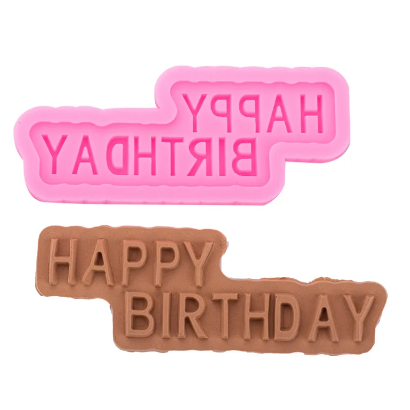 Happy Birthday Cup Cake Sign Fondant Cake Chocolate Silicone Mold Decoration Mould 15-160