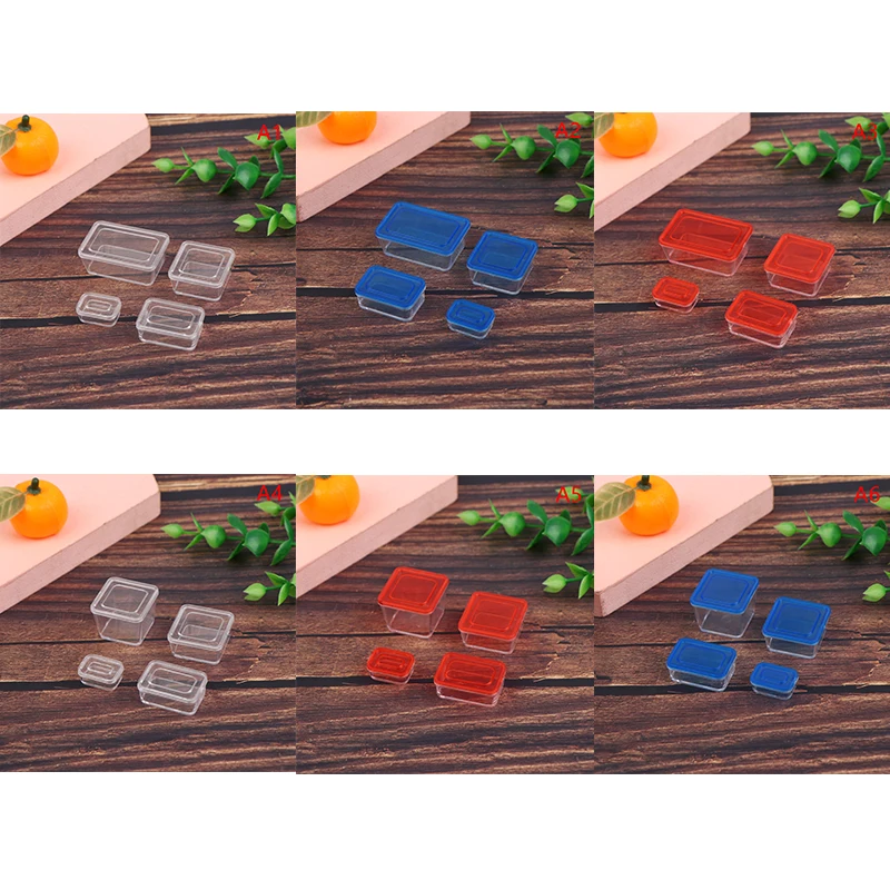 

4pcs 1/12 Dollhouse Mini Fresh Keeping Box Lunch Box Model Kitchen Tableware Decoration