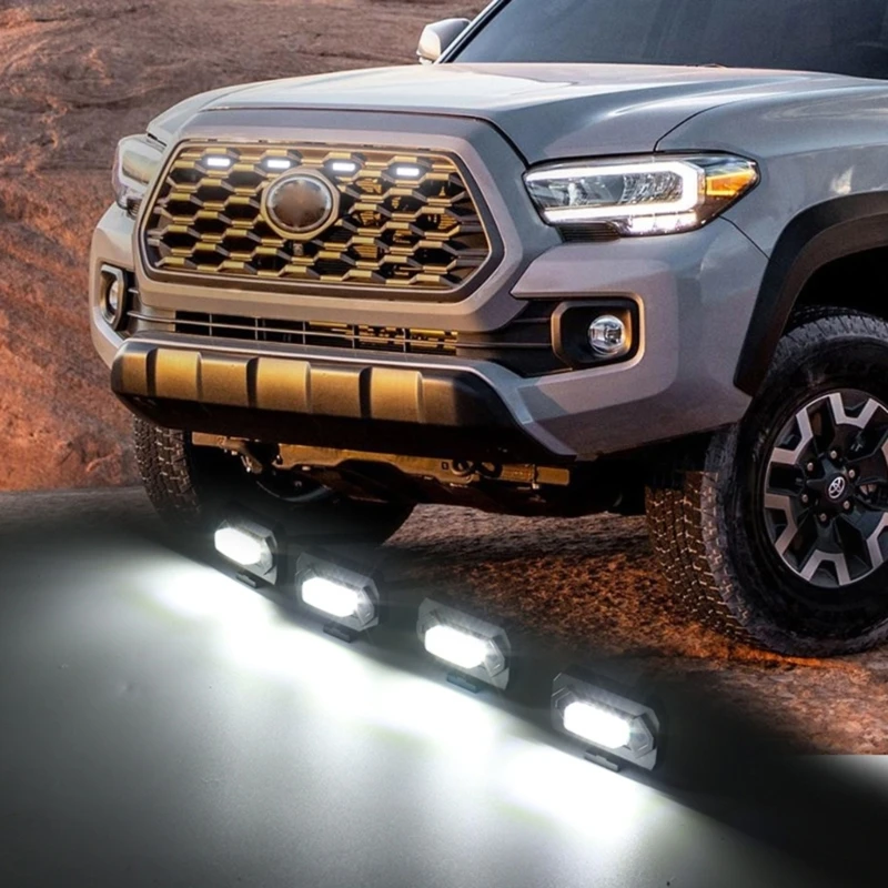 

F1CF 4-Piece Raptor LED Light Upgrade Grille Lights LED Grill Lights Easy Installation fitting for TRD Pro 2016-2019 Vehicle