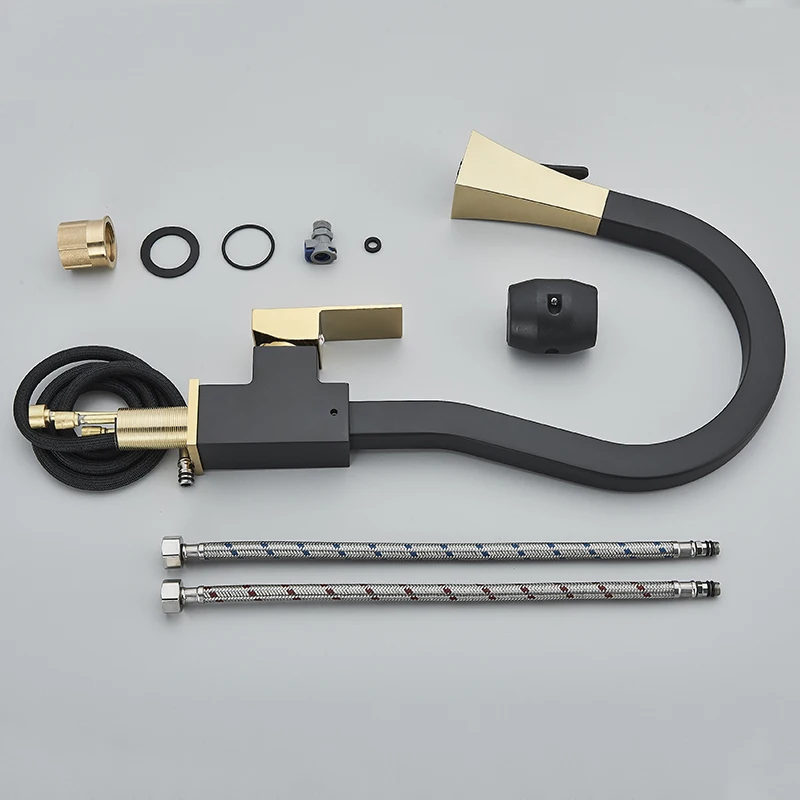 Кухонный смеситель выдвижной кран с одной ручкой два режима поворот на одно