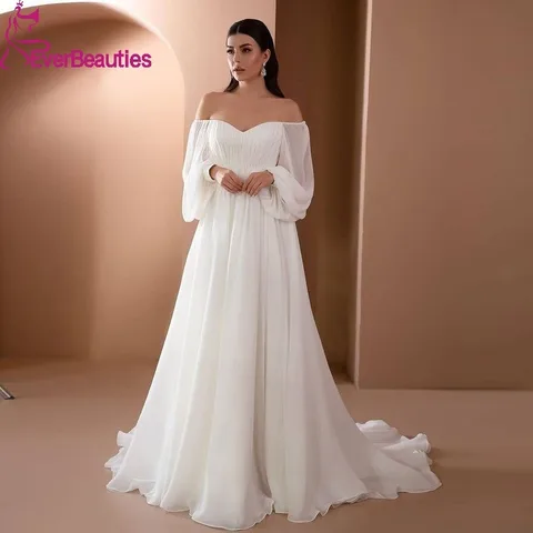 Женское свадебное платье It's yiiya, белое шифоновое платье с длинными рукавами на лето 2023