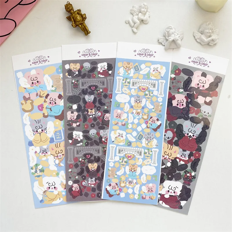 

Korea Ins Cartoon Angel Devil Series PET Stickers DIY Scrapbook Diary Photo Album Stationery Decoration Stickers Art Supplies