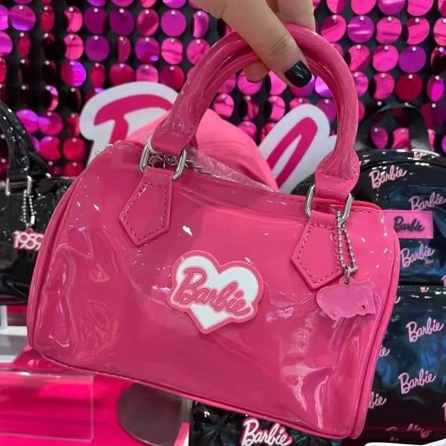 

Розовая сумка из искусственной кожи с аниме Барби, эллиптическая мультяшная сумка на плечо, милая маленькая сумка через плечо для девушек, женская сумка-мессенджер