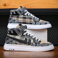 2022 spring and summer new comfortable breathable high top student board shoes fashion printed mens sports casual shoes