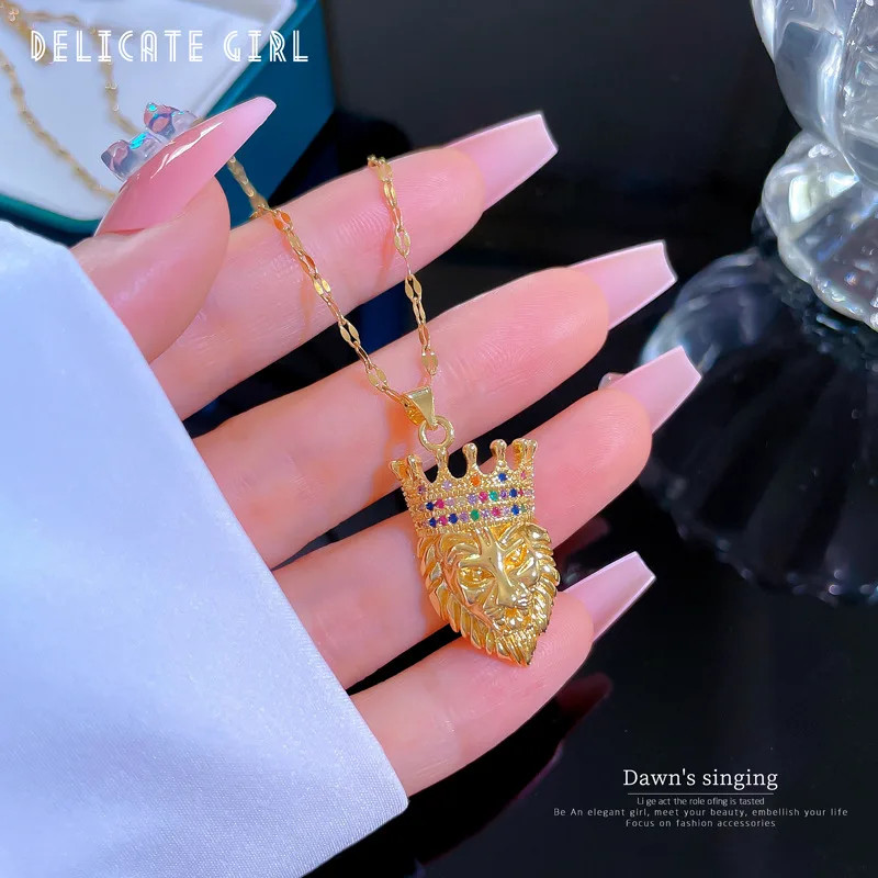 

[Titanium Steel] Crown Animal Temperament Micro Inlaid Diamond Necklace Female Exquisite Wind INS Net Red Clavicle Chain