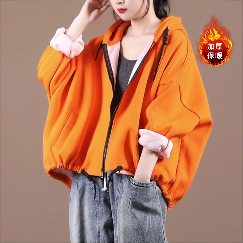 

Осенне-зимнее повседневное свободное хлопковое пальто #1456 для женщин, толстовки, куртка, пальто, женская винтажная верхняя одежда в стиле ре...