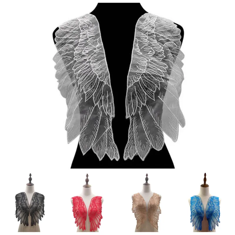 

10Pairs 5Colour Delicate wing Embroidery Lace Shawl Lace Collar Sewing For Dress Guipure Tulle clothes Decoration DA933
