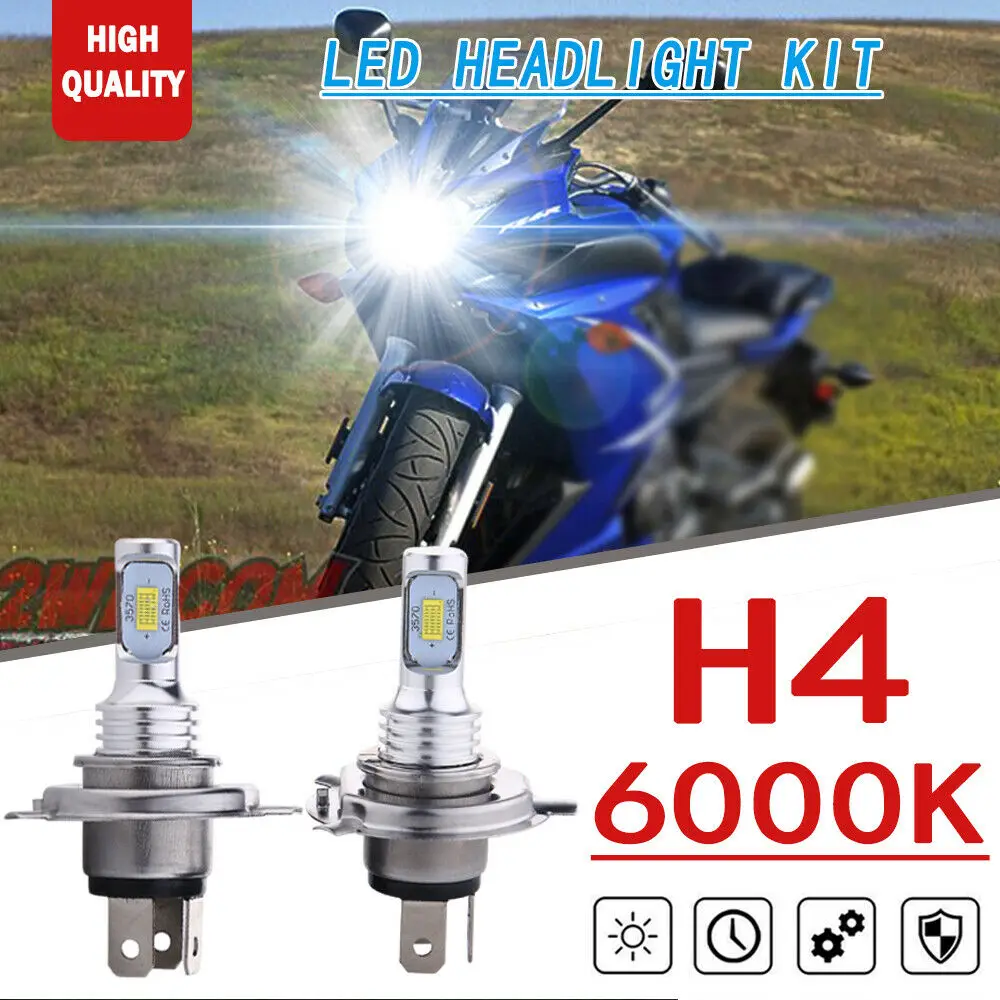 

2x 70W H4 9003 HB2 6000K White CSP LED Bulbs Headlight For Yamaha FJR1300AE 2005-2009 FZ09 2014-2016 FZ6R 2009-2017 motorcycle